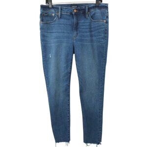 J.Crew 9" High Rise Toothpick Jeans Womens 31 Medium Wash Raw Hem Skinny Denim